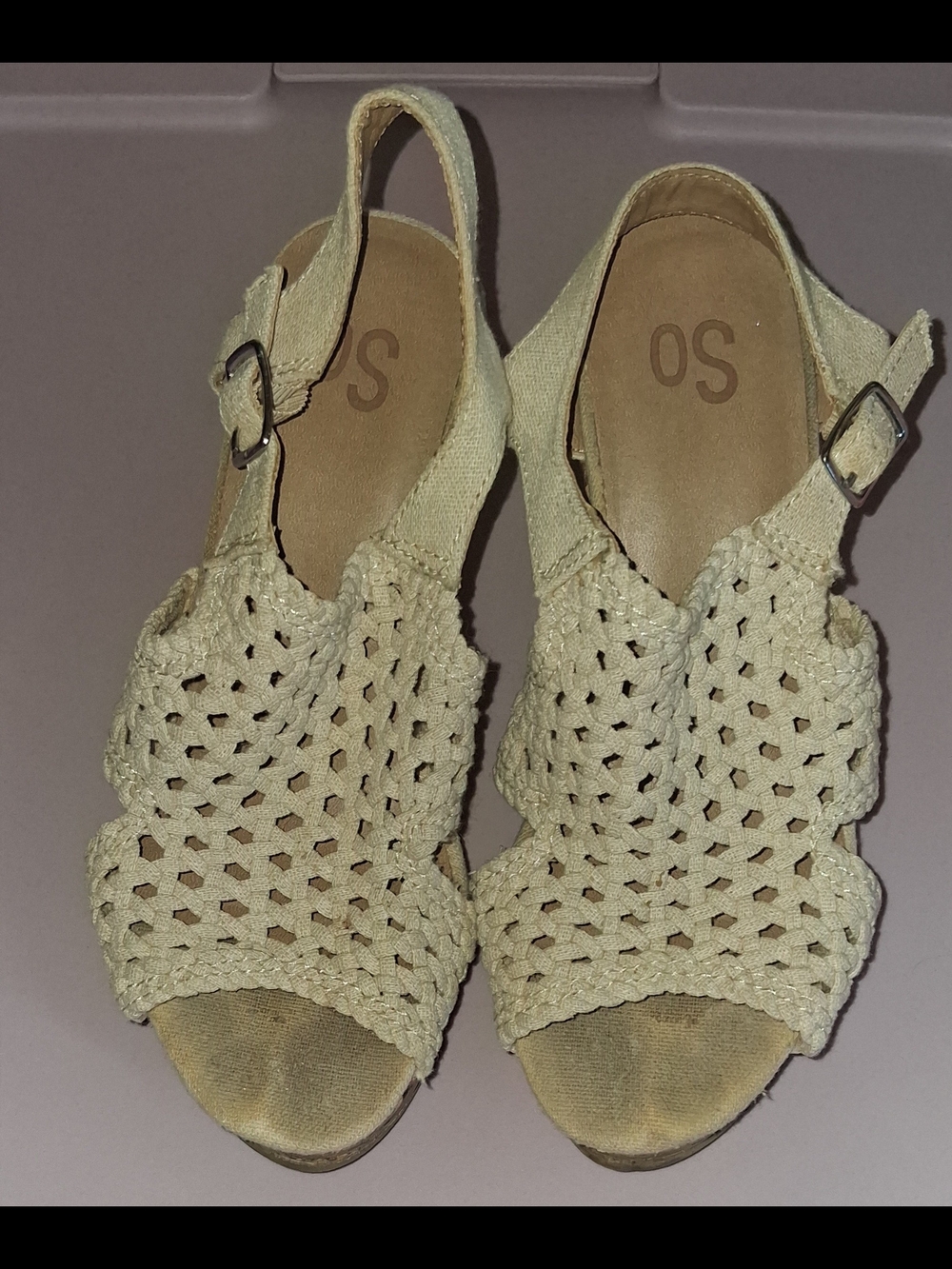 SO Cream Crochet Slingback Sandals